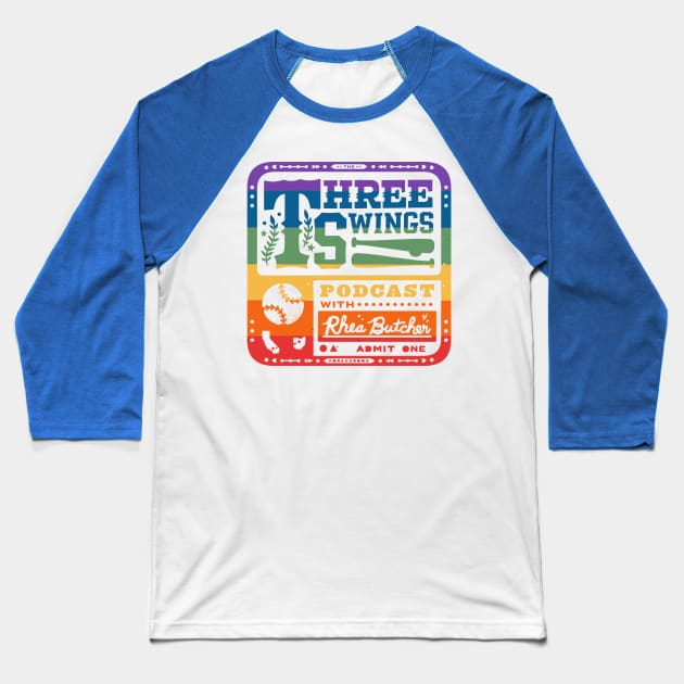 Three Swings PRIDE Baseball T-Shirt by THREE SWINGS with Rhea Butcher